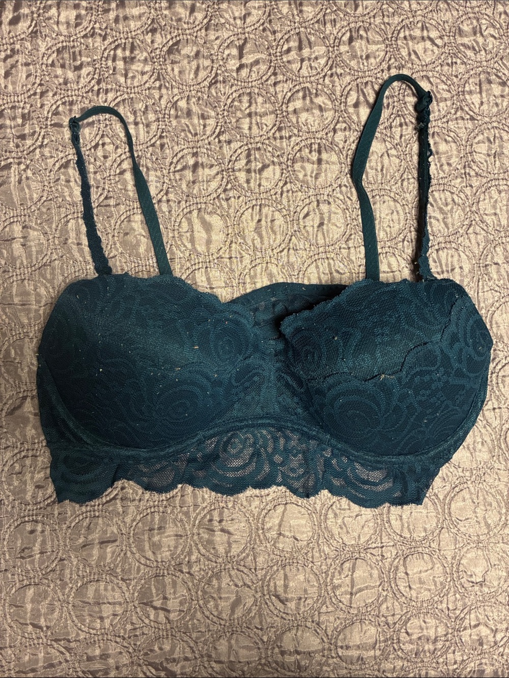 PINK Lace Balconette Push-Up Bralette in Teal
